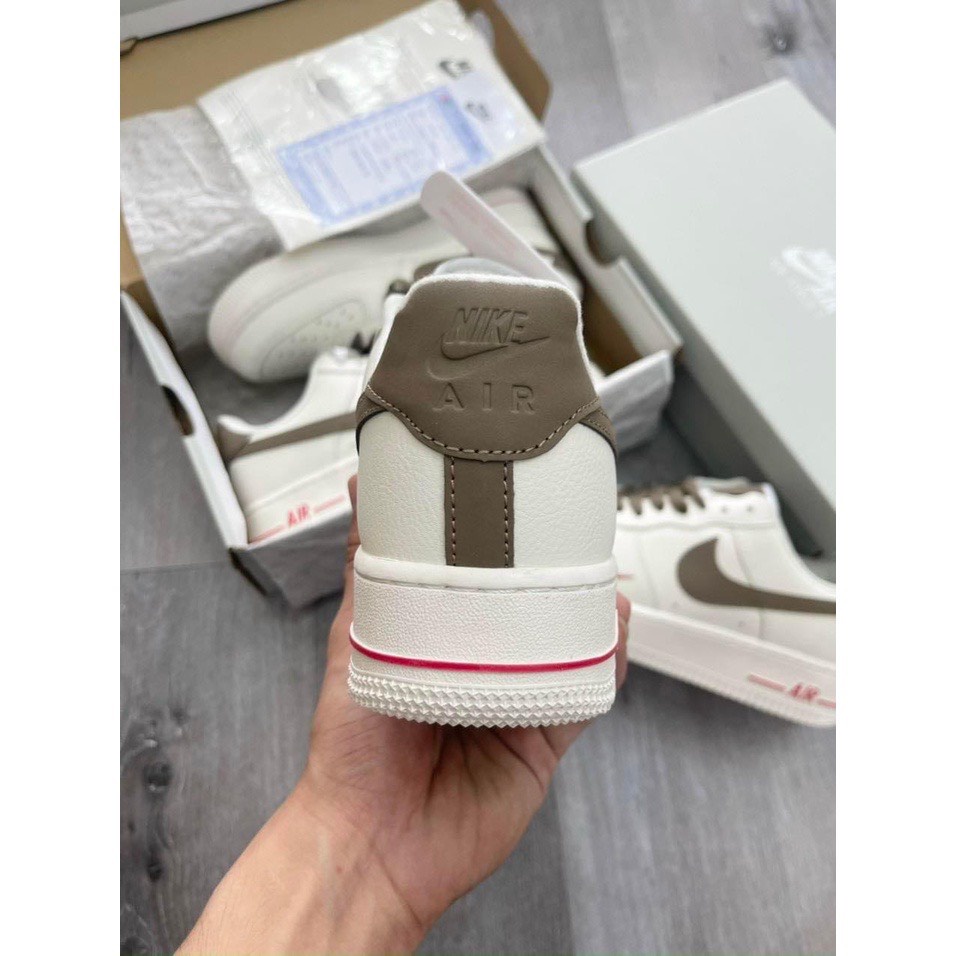 Giày _Nike Air force 1 trắng vệt đen, giày af1 móc nâu chuẩn hàng trung Full Phụ Kiện
