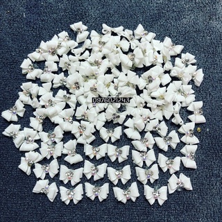 nơ trắng làm nails nơ bột làm móng. hoa bột nails