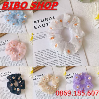 Cột Tóc Siêu Xinh Vải Lưới In Hoa Cúc - Dây Buộc Tóc Nữ Vải Hoa Cúc Thời Trang Hàn Quốc