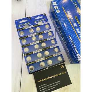 Viên pin LR44, A76, AG13 - Pin cúc áo TIANQIU G13 vỉ 10 viên