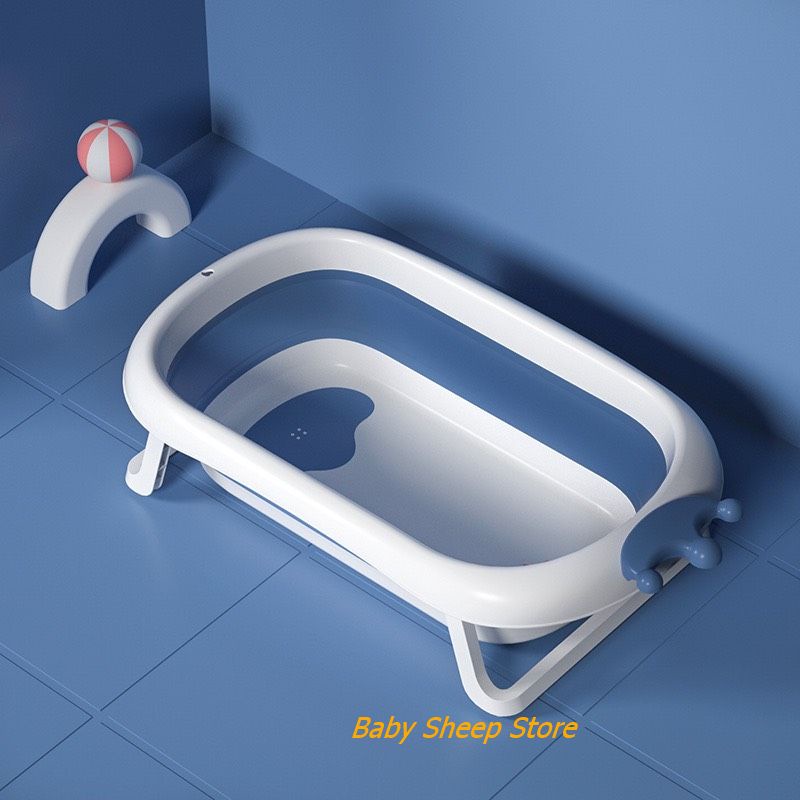 Chậu tắm gập gọn size lớn hàng nhập khẩu cho bé (combo kèm phao)
