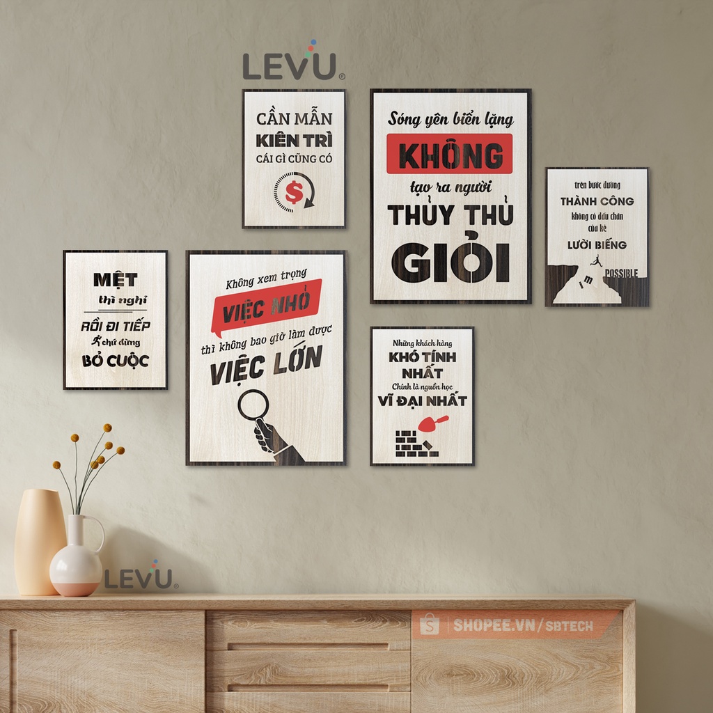Bộ 6 tấm tranh treo tường gỗ tạo động lực SB6D