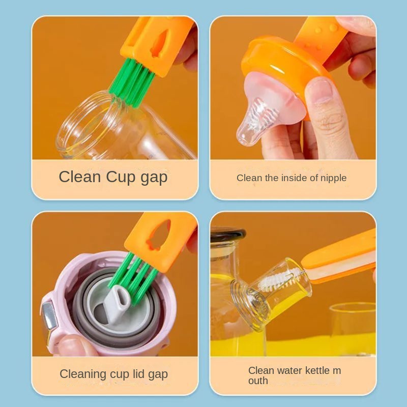 Cọ Rửa Ly Cốc Mềm Ba Trong Một Đa Chức Năng Có Nắp Đậy Tiện Dụng