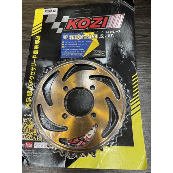 Dĩa tải Kozi Vàng 42T - Su Sport/Xipo/RGV120/RG110/Satria2k/RGX