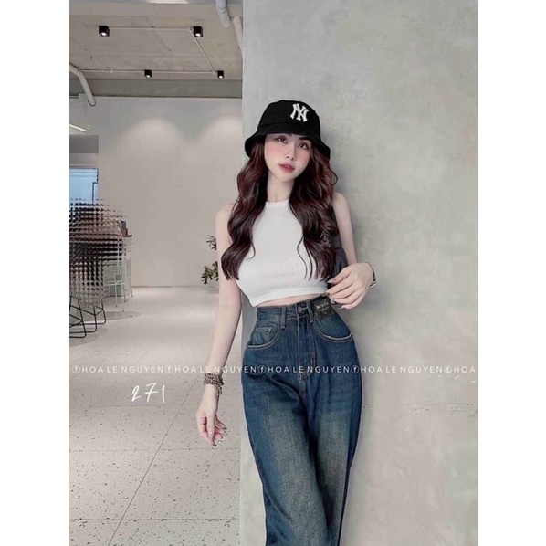 Quần Jeans Baggy Nữ Màu Lạ Basic Cạp Cao Siêu Đẹp