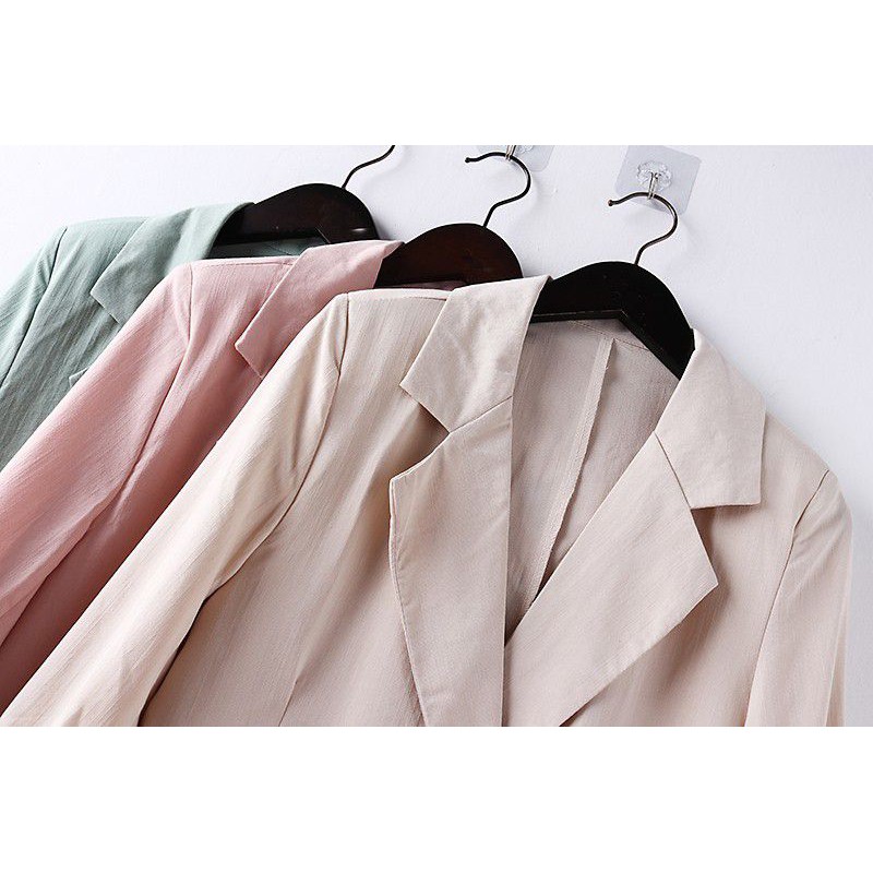 {Nhiều màu} Áo blazer dáng dài tay lỡ phối kẻ xuất Hàn (có sẵn) | BigBuy360 - bigbuy360.vn