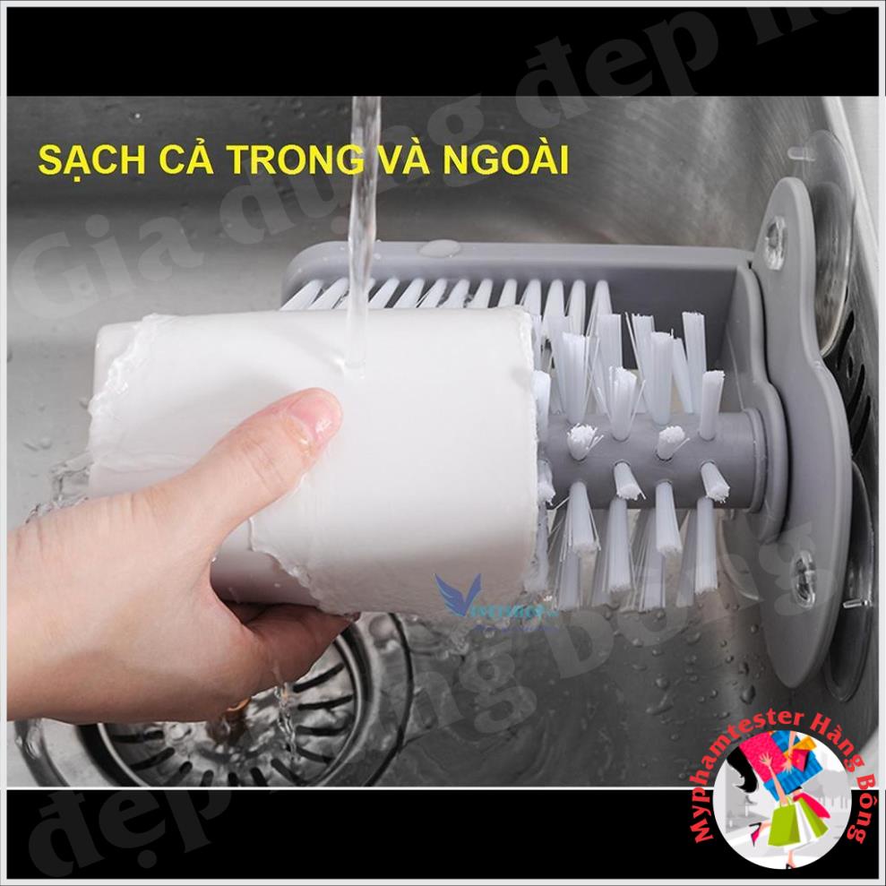Bàn chải rửa ly cốc - Dụng cụ cọ rửa ly tiện lợi, dụng cụ nhà bếp thông minh rửa cốc chén 2 mặt cùng lúc -dc3835