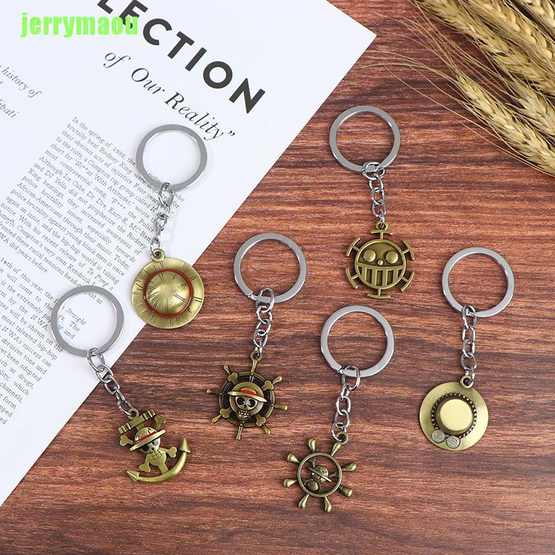 [JERU] One Piece Key Ring Action Figure Pirate Ship toy Banner Pendant Anime Keychain ERHZ