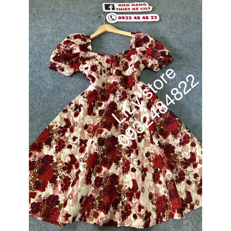 Đầm hoa gấn tay phồng ( ảnh và video thật 1000000%)