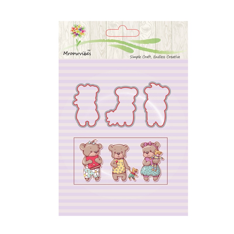 Khuôn Silicone Hình Gấu + Khuôn Cắt Giấy Kim Loại Trang Trí Scrapbook
