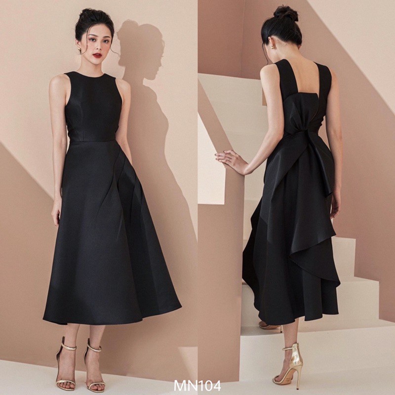 Đầm dự tiệc đầm sang trọng đầm dáng xoè hở lưng nơ Taffeta cao cấp - MN104 - Đầm Váy Mina | BigBuy360 - bigbuy360.vn