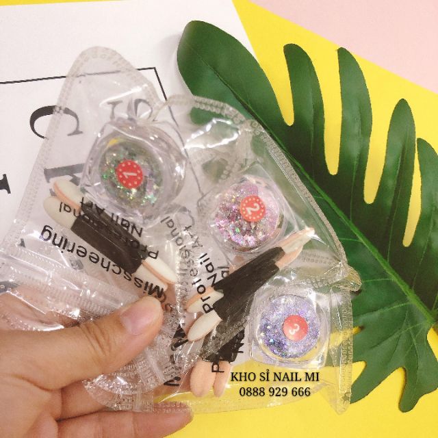 Nhũ khổng tước 3 màu trang trí móng lấp lánh (lẻ hũ)