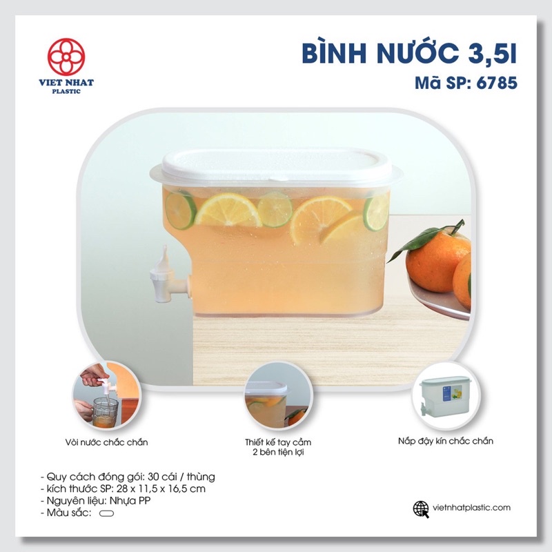 Hộp đựng nước, bình đựng nước có vòi Việt Nhật 6628 để trong tủ lạnh