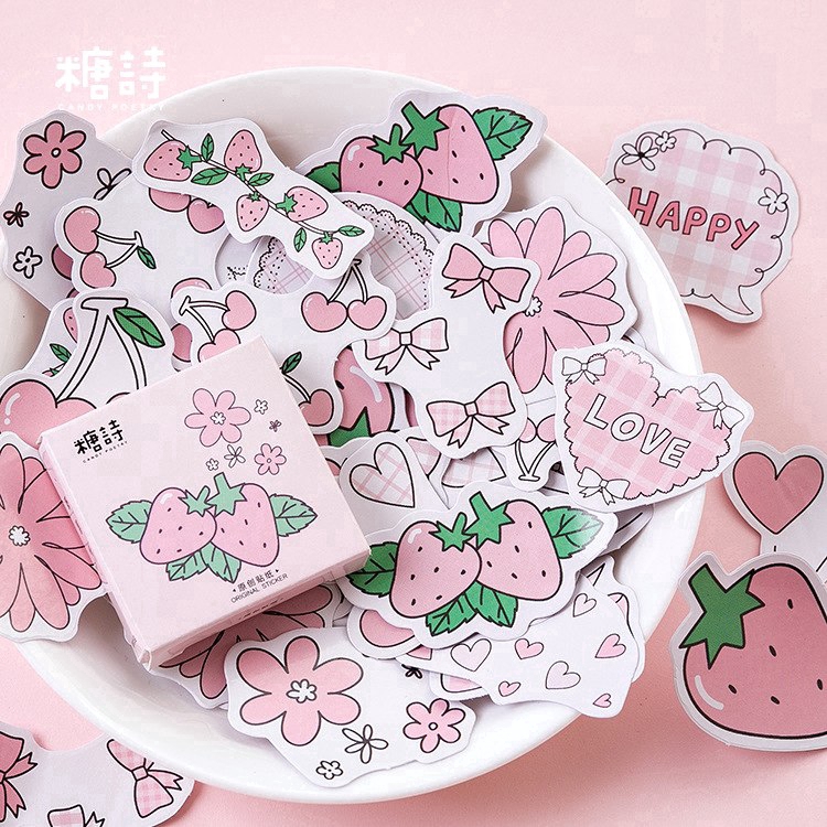 Hộp nhãn dán trang trí hình dâu tây độc đáo dễ thương