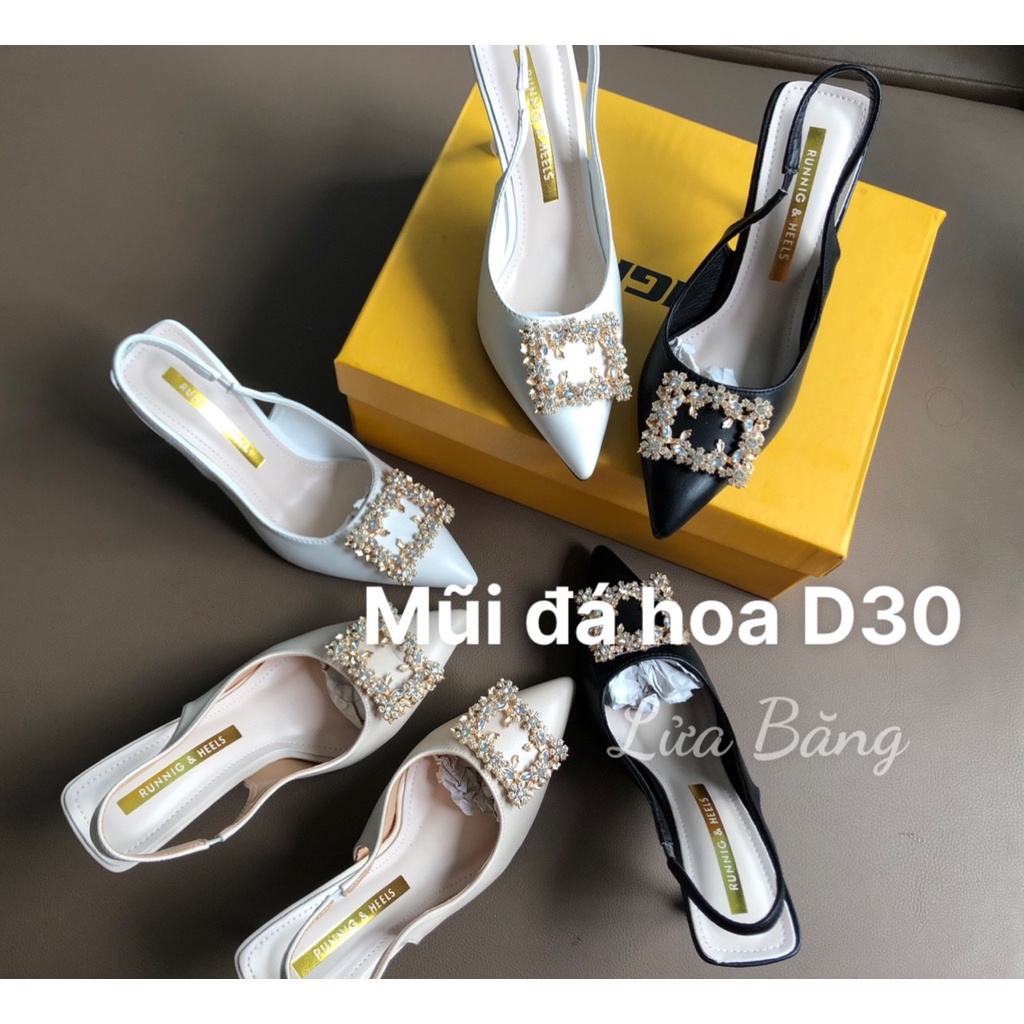 Giày cao gót nữ bít mũi giày cao gót mũi nhọn gót nhọn 8 phân đá vuông nhiều họa tiết D30