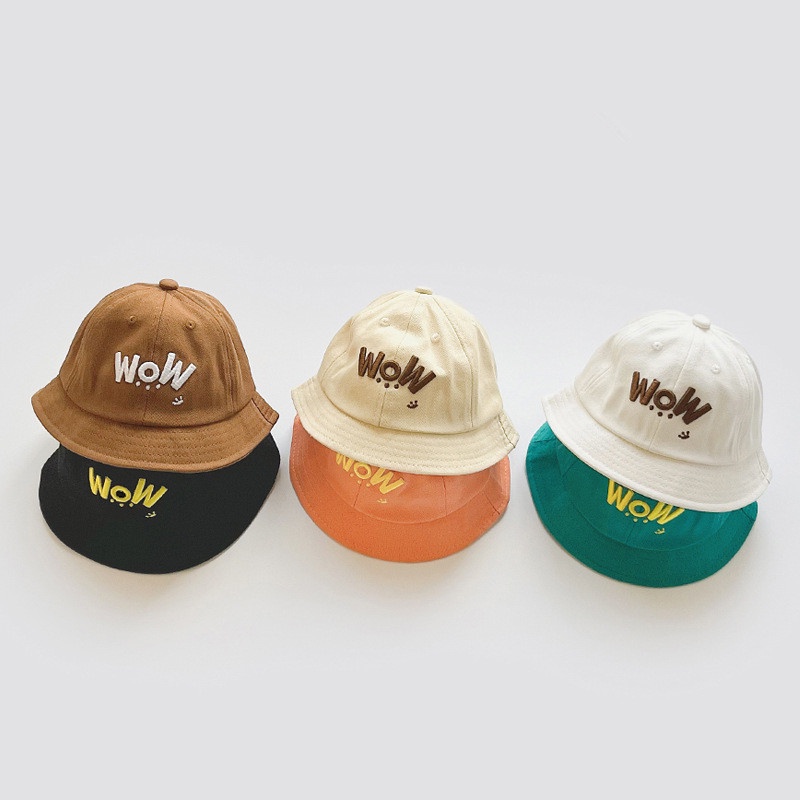 Mũ Tai Bèo Mỏng Thêu Chữ WOW Thời Trang Mùa Hè Cho Bé