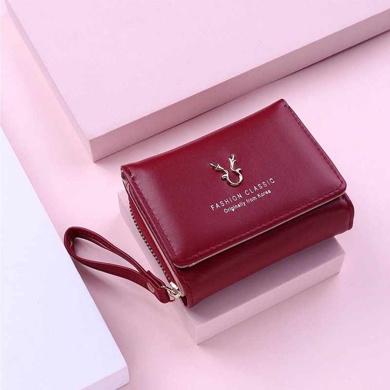 Ví Ngắn Bằng Da PU Phong Cách Retro Thời Trang Cho Nữ