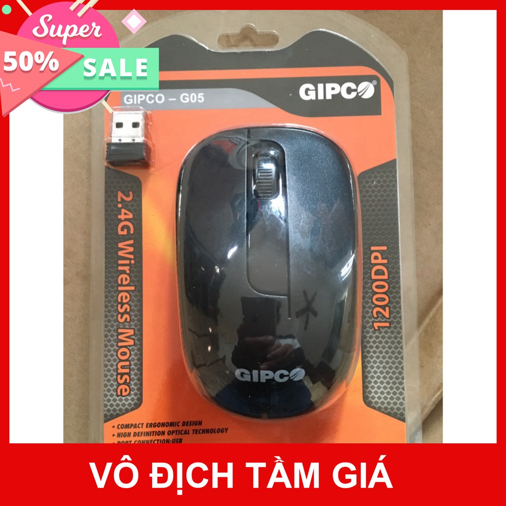Chuột không dây GIPCO G05 - Chuột không dây bán chạy nhất đầu năm 2020 - Có pin tặng kèm - Bảo hành 12 tháng