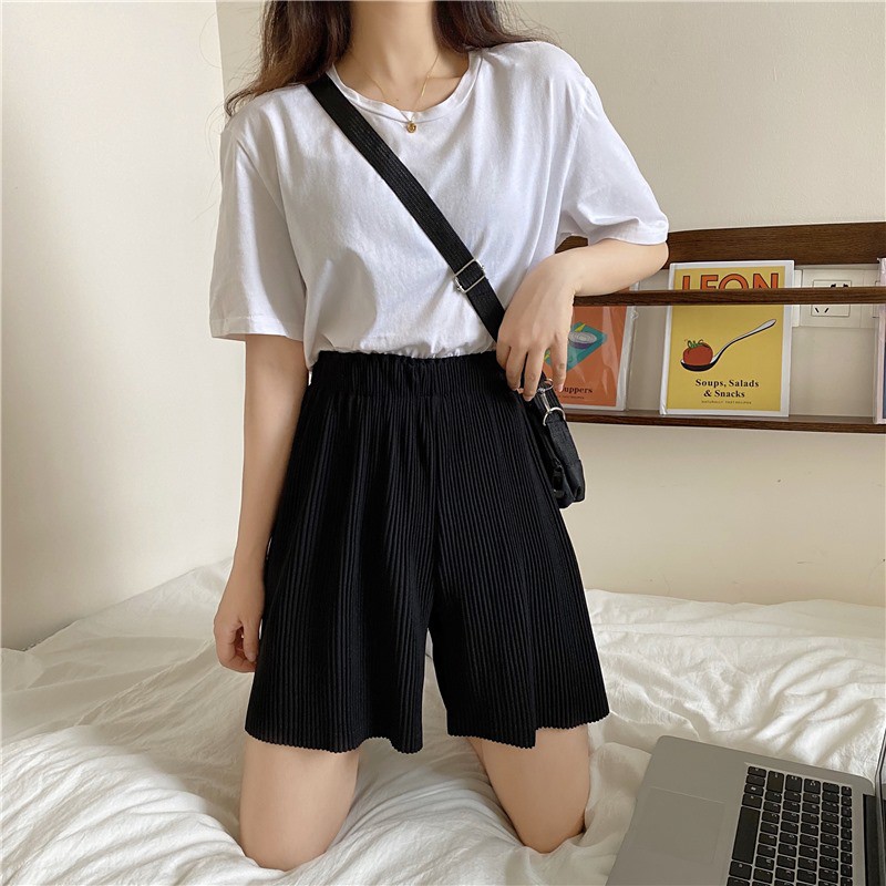 [Baca Store] 💃 Quần Short Nữ Dập Li Cạp Chun Ống Rộng