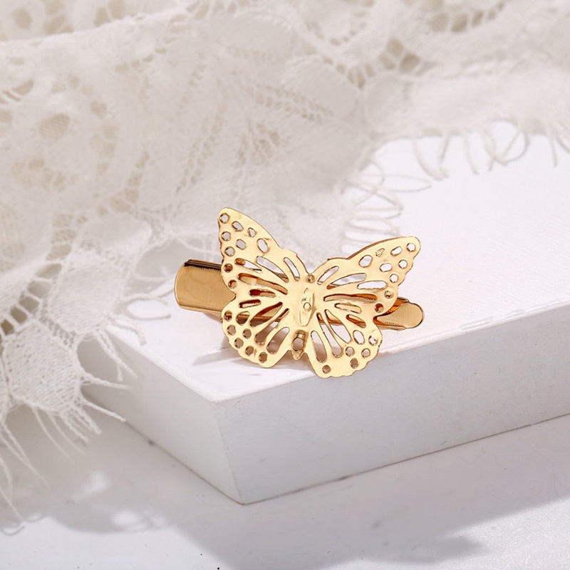 Kẹp Tóc Hình Bướm 3D Bằng Kim Loại Mạ Vàng Phong Cách Vintage Dễ Thương Cho Nữ
