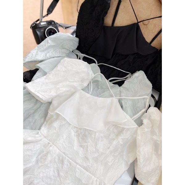 Áo yếm peplum thêu phối bèo - TK1080