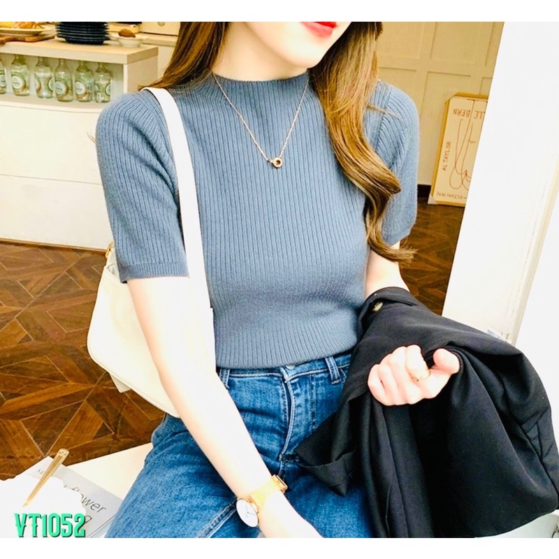áo len 3p tay ngắn hàng quảng châu loại 1 , áo len body cổ tròn( ảnh + video thật)