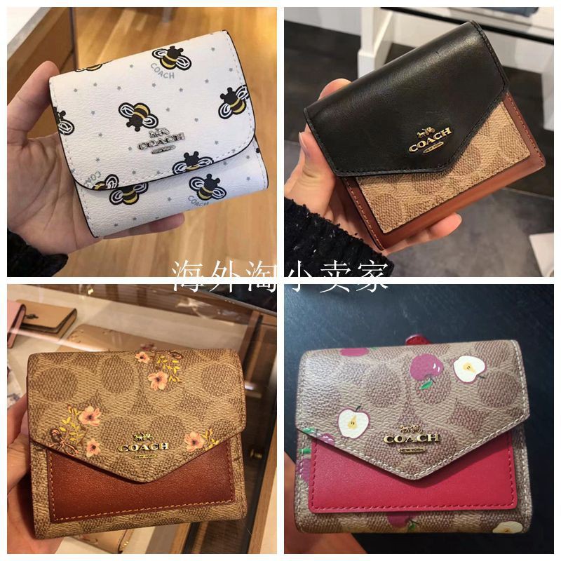 C family's new 30% off women's wallet cow leather short envelope little bee rainbow white short change clip bag