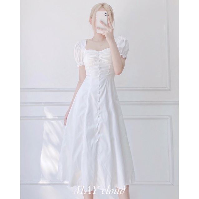 Đầm dài xoè nút