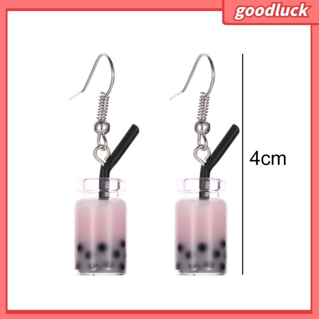 ps/Fashion Women Bubble Tea Drink Dangle Long Ear Hooks Earrings Jewelry Decor
