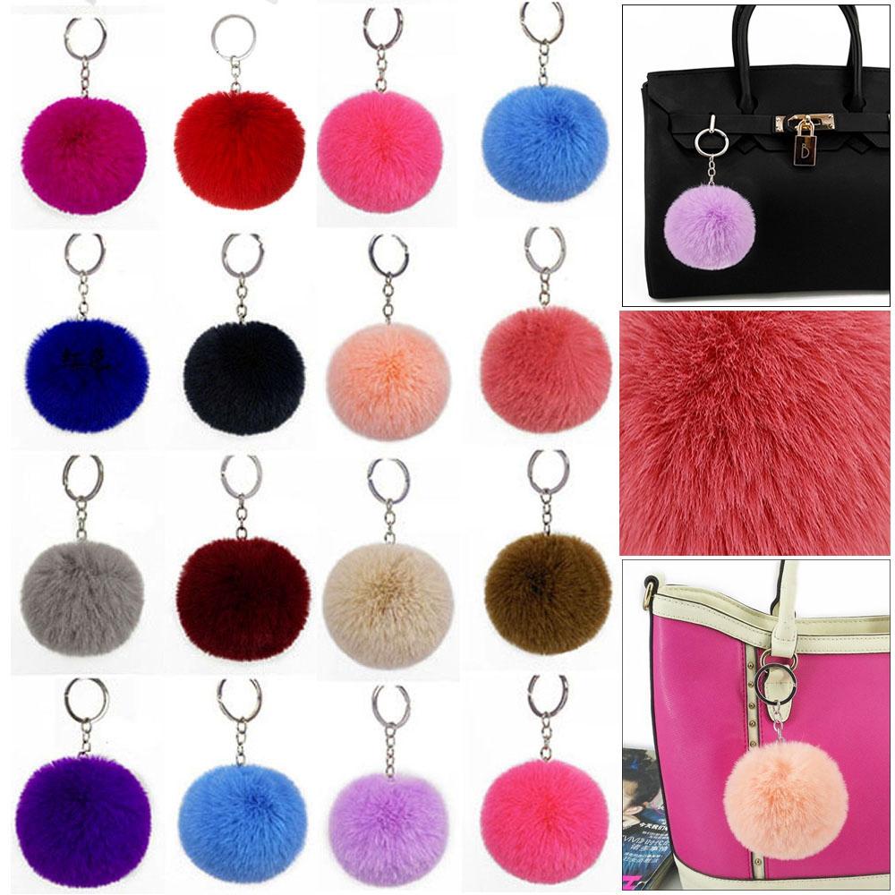 Móc Khóa Banh Lông Thỏ 24 Màu Tùy Chọn