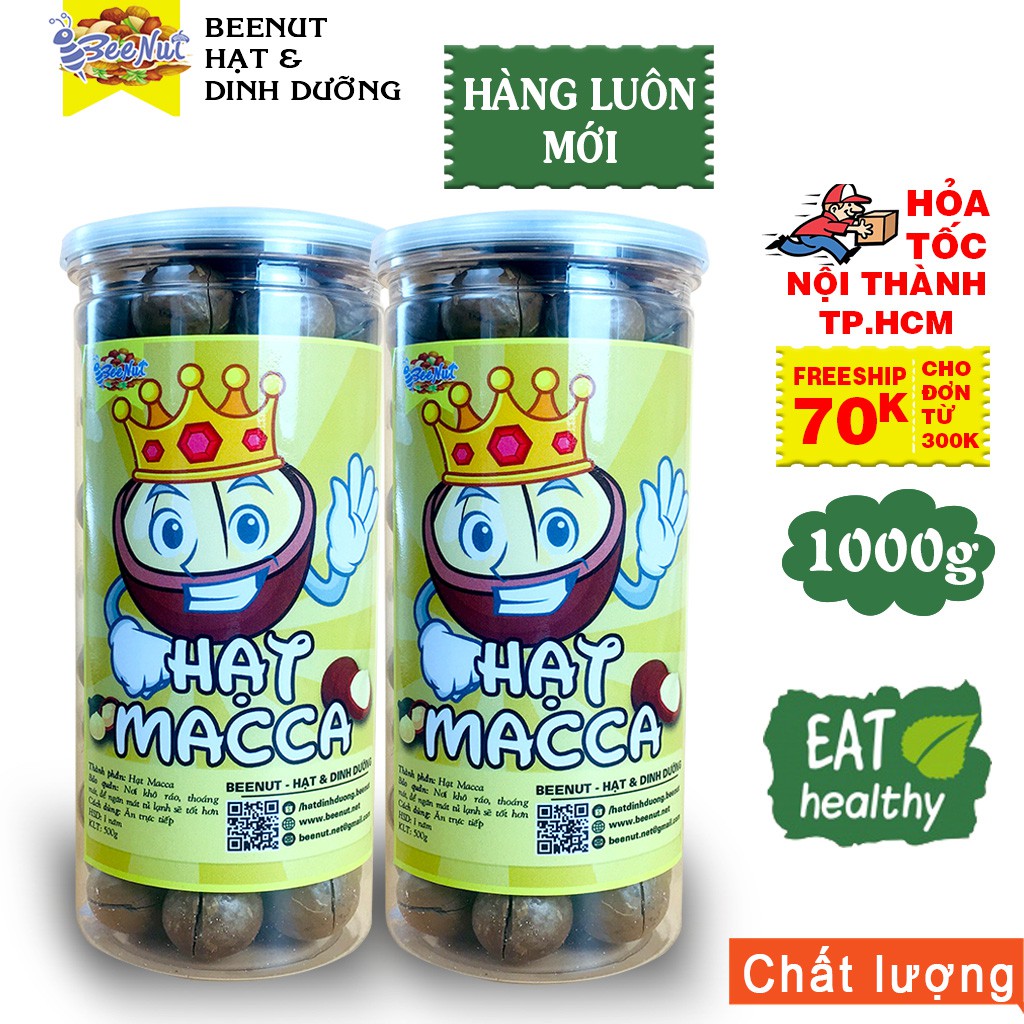 (1KG) (Combo 2 Phần 500g) Hạt Macca - (Có tặng dụng cụ tách vỏ) - Hạt to, đều - Chất lượng chuẩn Macca Úc - BeeNut