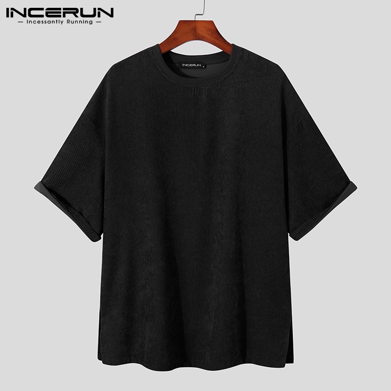 Áo thun INCERUN cổ tròn thời trang mùa hè phong cách retro cho nam