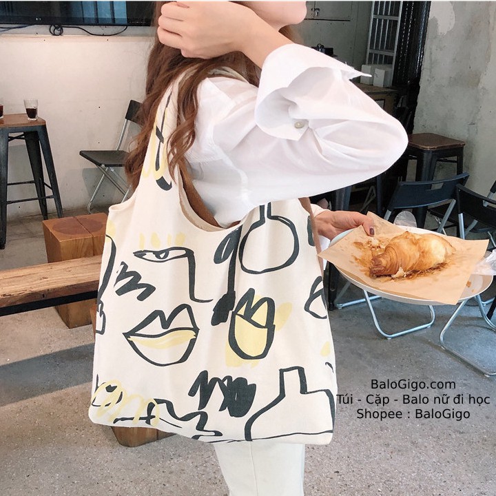Túi tote hoạ tiết quai tròn xinh xắn cực nữ tính TG97 - BaloGigo
