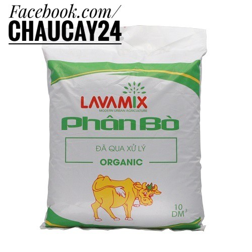 Phân Bò Hữu Cơ LAVAMIX Lớn (10 dm3) đã qua xử lý, không mùi hôi trồng cây ăn trái, rau mầm, cây cảnh nội thất