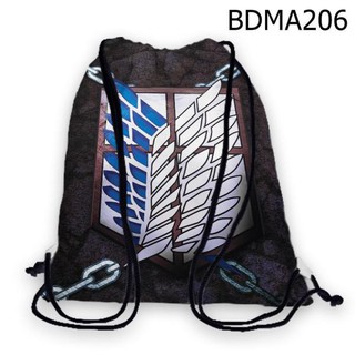 Combo 2 Balo Dây Rút Truyện tranh Attack on Titan đen - VBDMA206