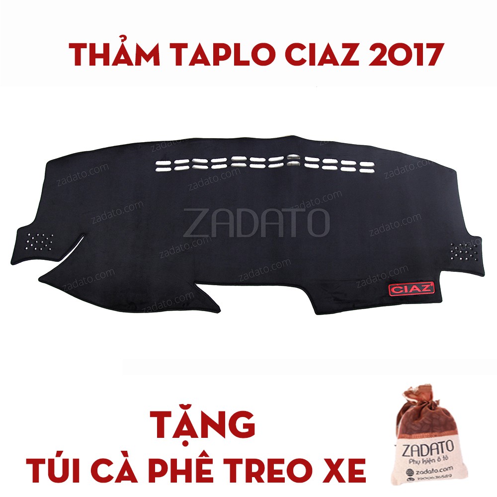 Thảm Taplo Suzuki Ciaz - Thảm Chống Nóng Taplo Lông Cừu - TẶNG: Túi Cafe Treo Xe