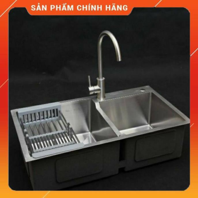 [Rẻ nhất shoppee] Chậu rửa bát Inox 304 cao cấp hai hố 8245, siêu dày, chống ồn, chống bắn nước