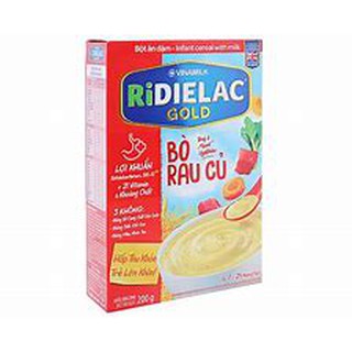Bột ăn dặm Ridielac Gold Bò Rau Củ, Vinamilk  Hộp Giấy 200g