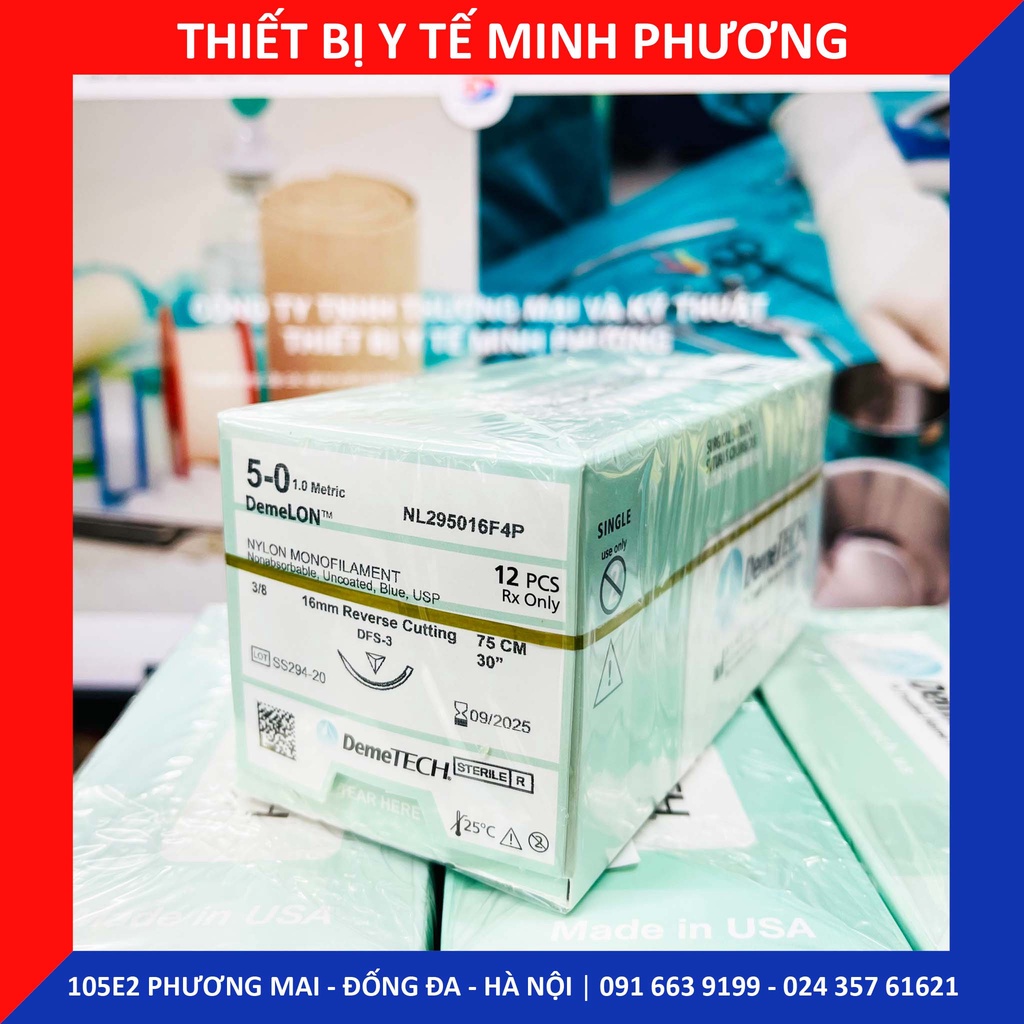 Bán lẻ Chỉ khâu DEMELON DEMETECH Nylon không tiêu dùng trong phẫu thuật số 5/0