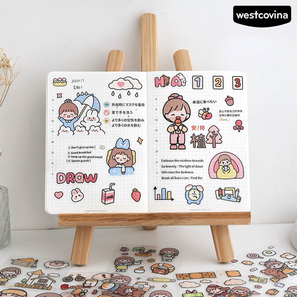 Bộ 100 miếng dán họa tiết nhân vật hoạt hình đáng yêu