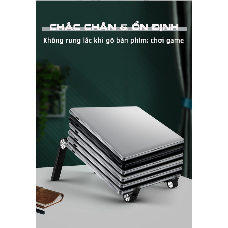 Giá Đỡ Tản Nhiệt Laptop, Macbook, Máy Tính Dạng Gấp Gọn, 4 Mức Điều Chỉnh Độ Cao