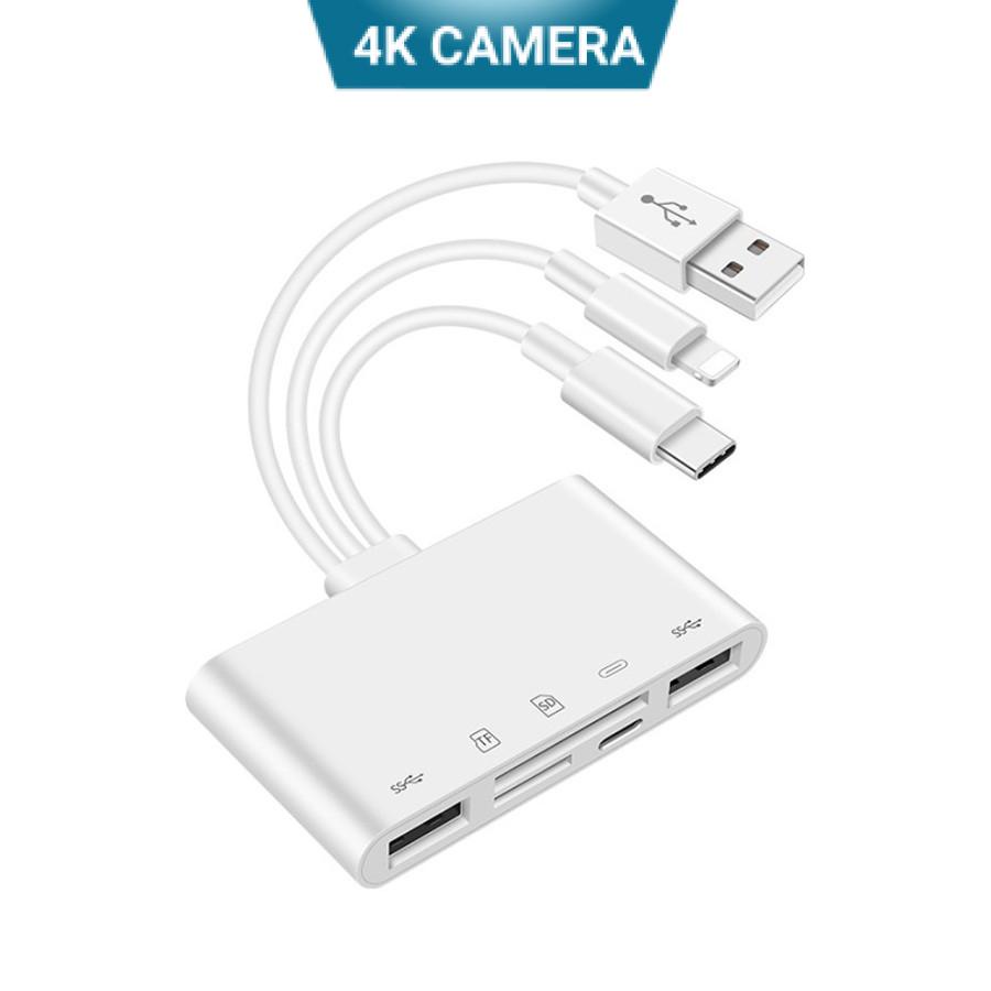 Đầu đọc thẻ nhớ SD OTG kiêm đầu chuyển đổi usb cho iphone type c đa năng