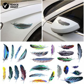 Bộ decal lông vũ nhiều màu sắc dán trang trí thân xe oto