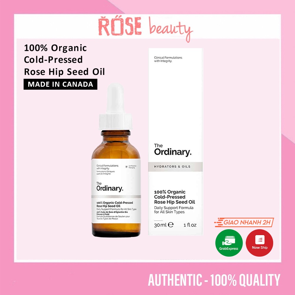 (Bill Canada) Tinh dầu The Ordinary 100% Organic Cold-Pressed Rose Hip Seed Oil 30ml cấp ẩm dưỡng sáng da