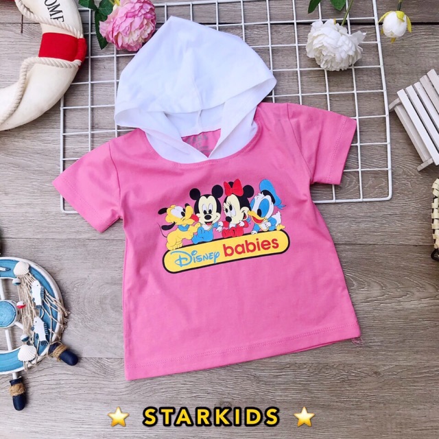 ÁO THUN BÉ GÁI CÓ NÓN MICKEY SIZE ĐẠI RẤT CUTE HÀNG VIỆT NAM CAO CẤP MỀM MÁT