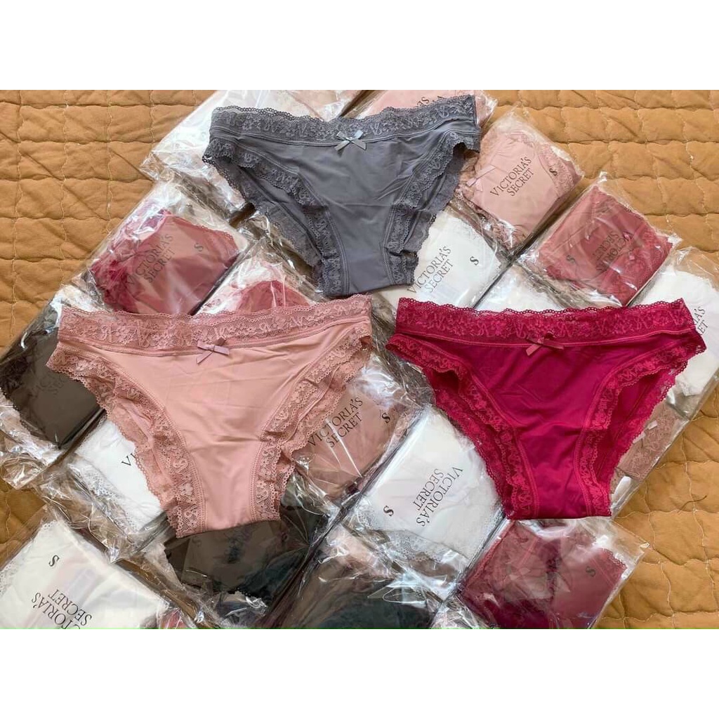 Q065 Quần lót thun lạnh viền ren mông