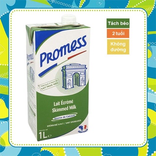 Date 02/2024-Hộp 1L sữa tươi không đường tách béo (không béo) Promess (mới nhất).