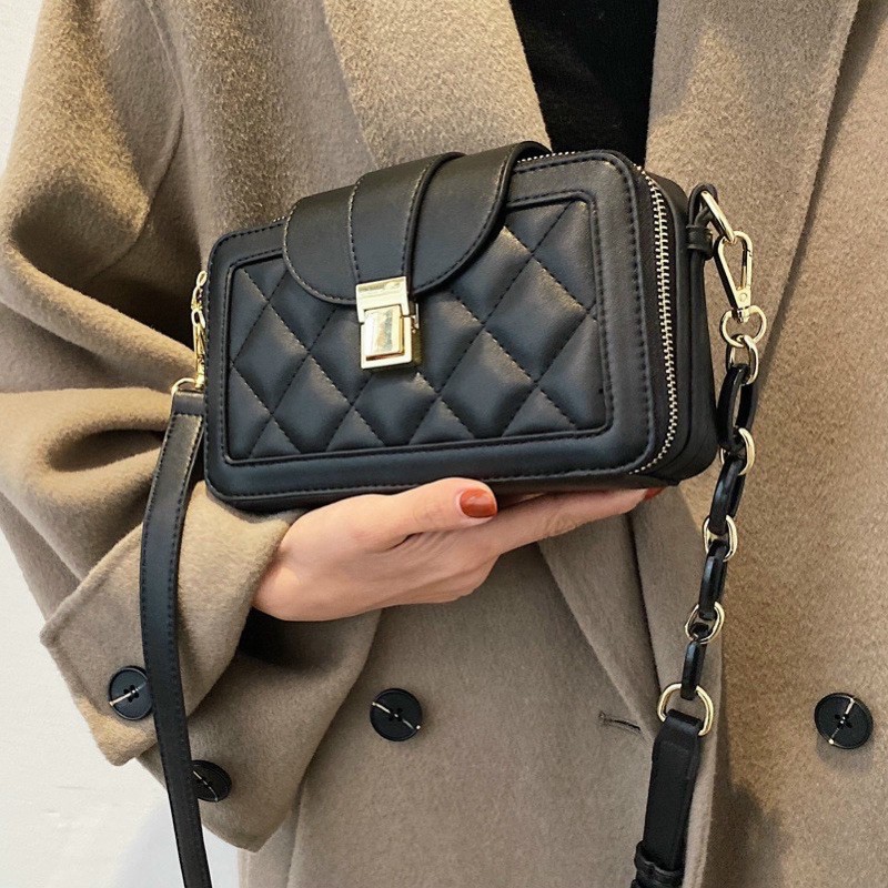 Túi đeo chéo nữ dáng hình hộp Chữ Nhật da mềm size 20cm