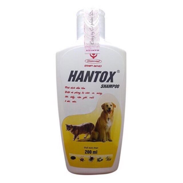 Sữa Tắm T rị Ve Rận Bọ Chét Chó Mèo Hantox Shampoo Vàng 200ml