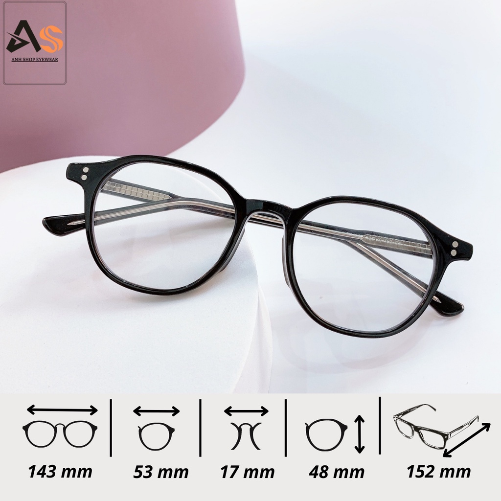 Gọng kính tròn nam nữ chất liệu nhựa cốt kim loại chắc chắn 1952